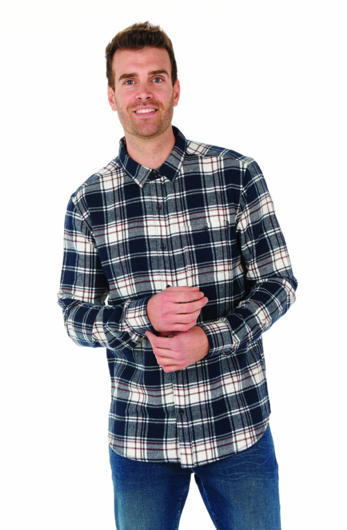 Flannel Check Shirt, Navy color. Pack of 12 pieces.