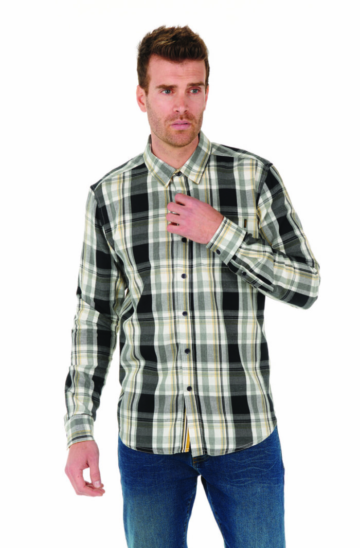 Heringbone Check shirt, black and navy color.