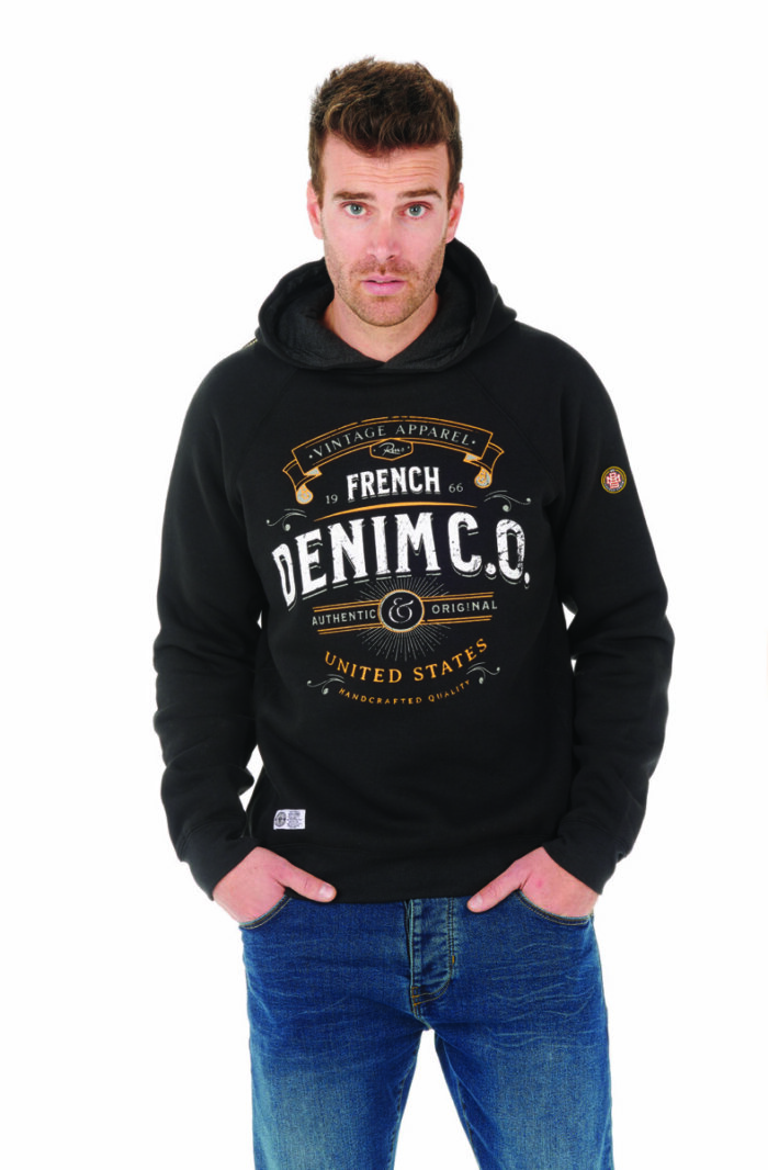 Vintage French Denim printed hoodie.