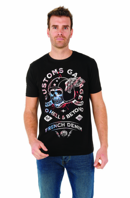 T-Shirt MC Motor, couleur noir, marine et bordeaux