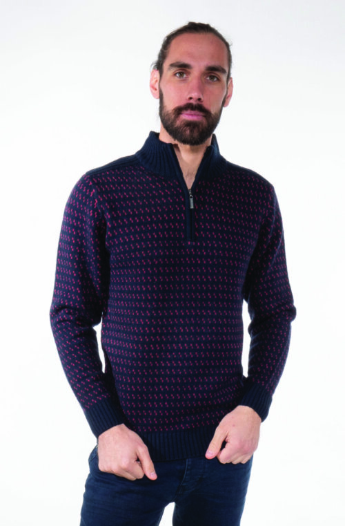Pull homme. Pull col cycliste mouliné