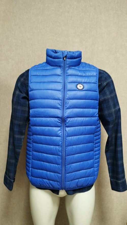 Sleeveless down jacket in plain style, colors: royal blue.